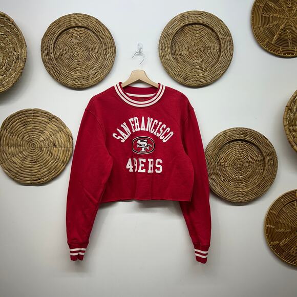 '47 San Francisco 49ers Crop Cropped Crew Neck Sweatshirt Small Red Football - Picture 2 of 6